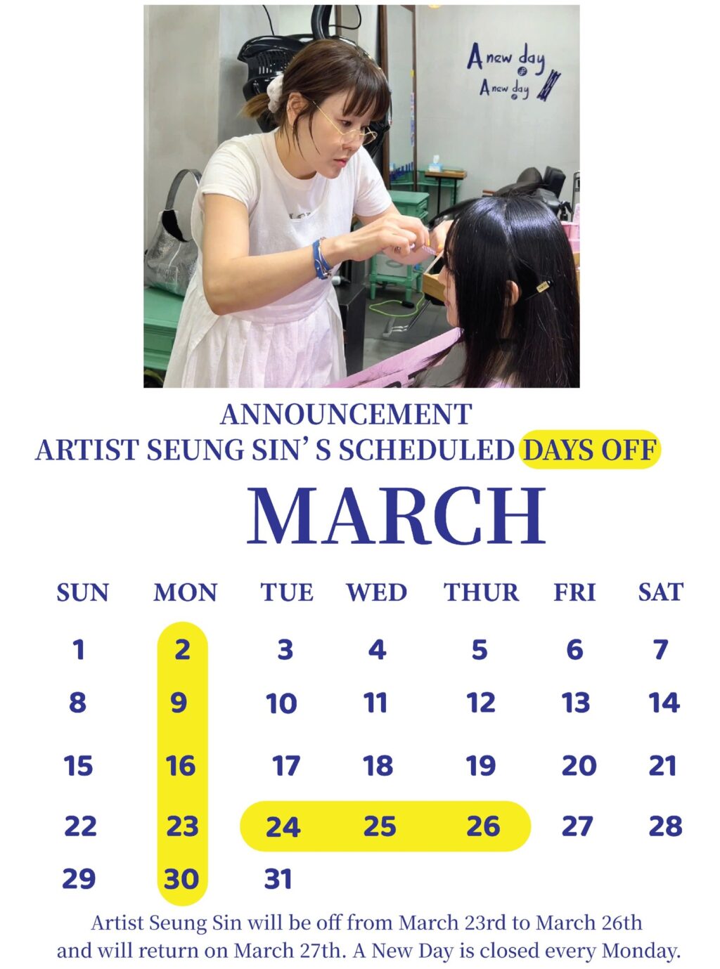 Instagram post from anewday.hairsalon. This post is in position 1.